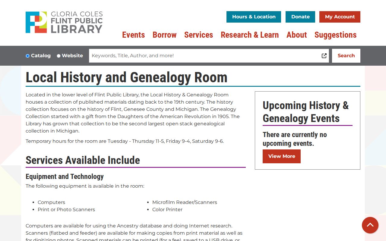 Flint city directory research at the Local History and Genealogy Room