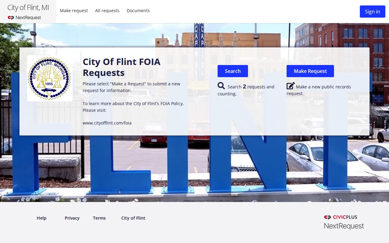 Flint residents directory NextRequest public records portal