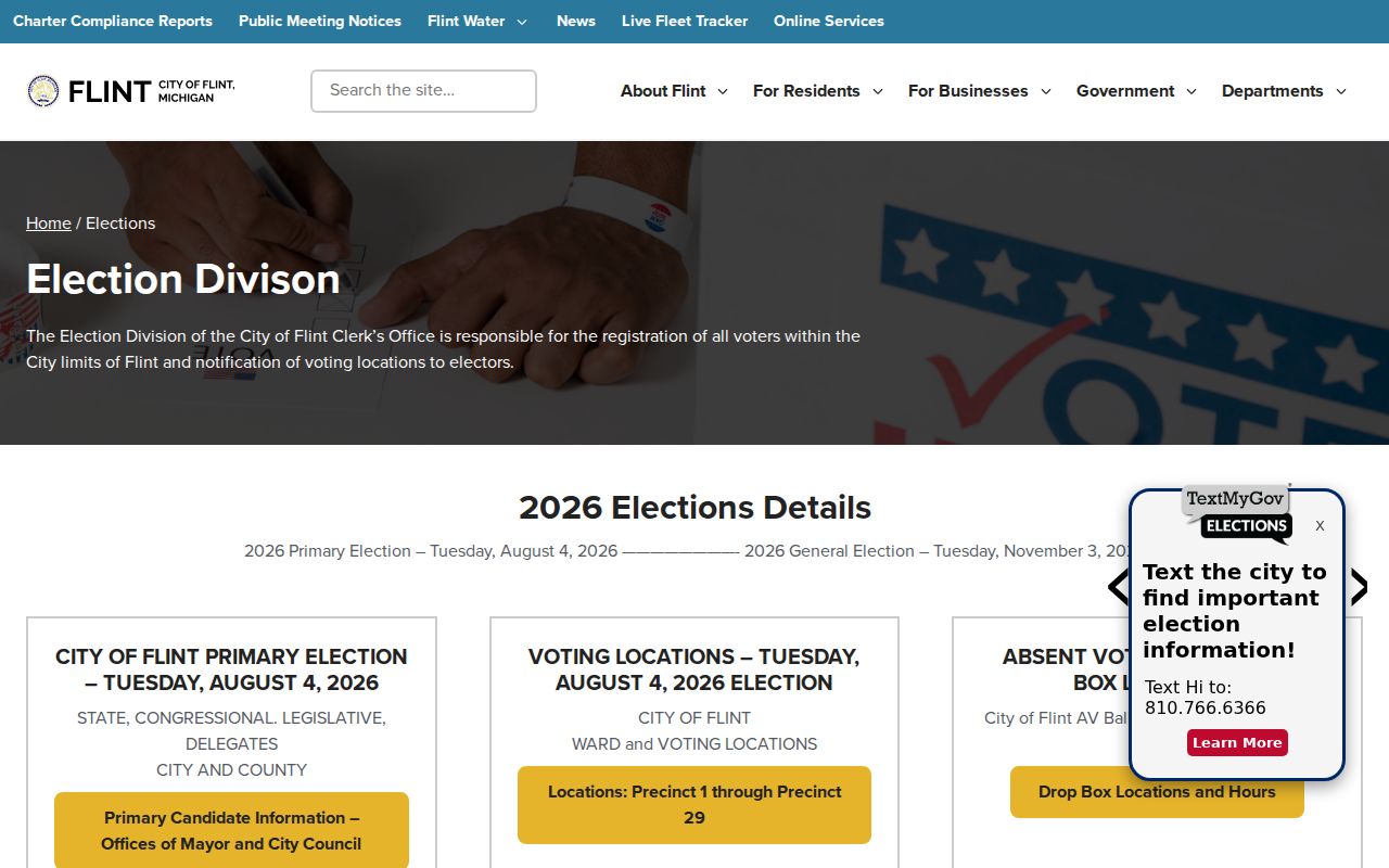 Flint residents directory election records resources