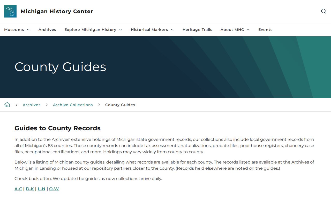 Flint previous residents Archives of Michigan county guide route
