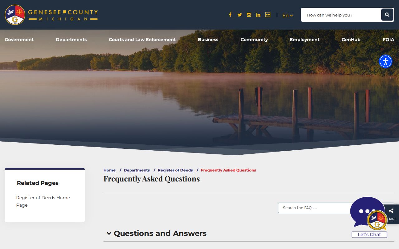 Flint previous residents Register of Deeds FAQ access information