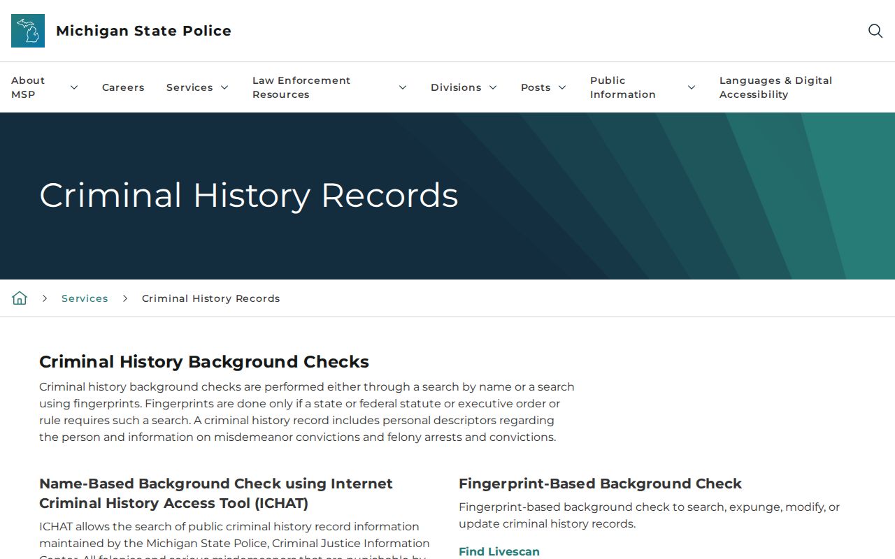 Flint resident lookup Michigan ICHAT search and scope screen