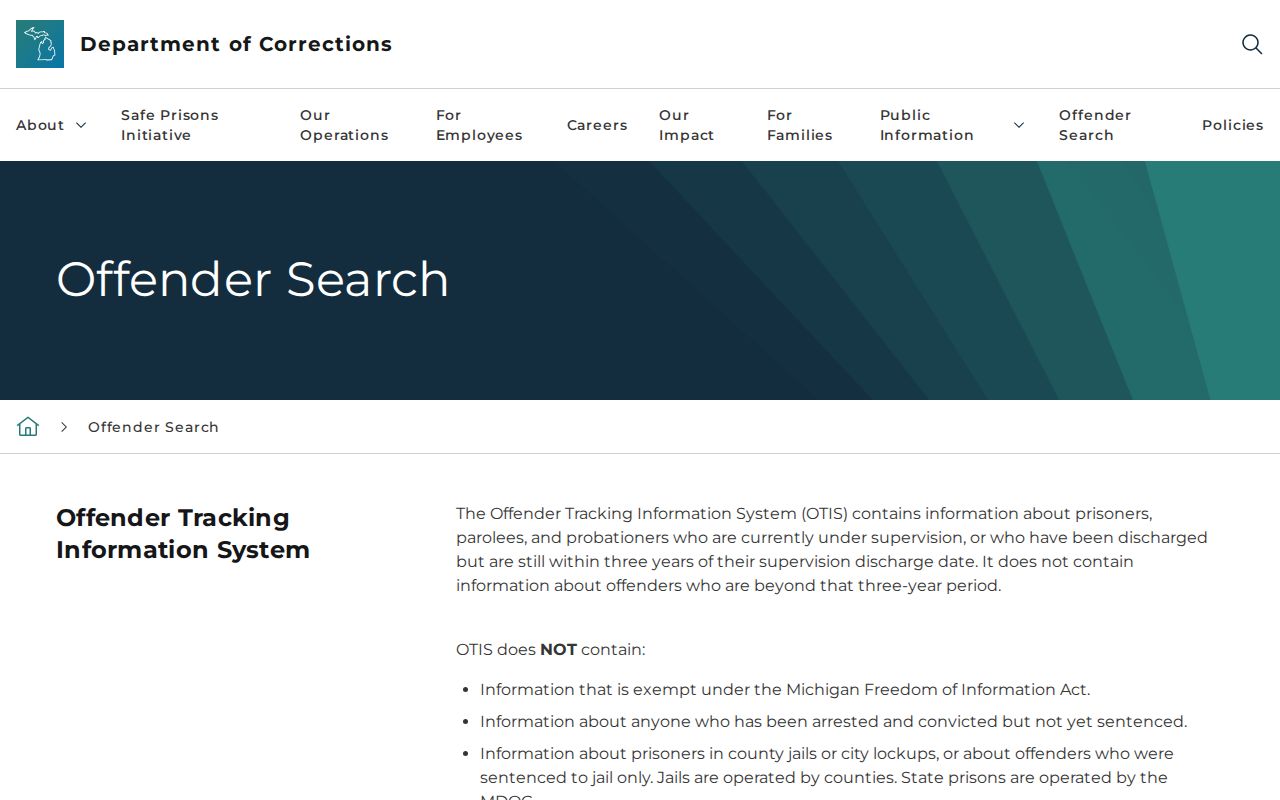Flint resident lookup Michigan OTIS custody search scope